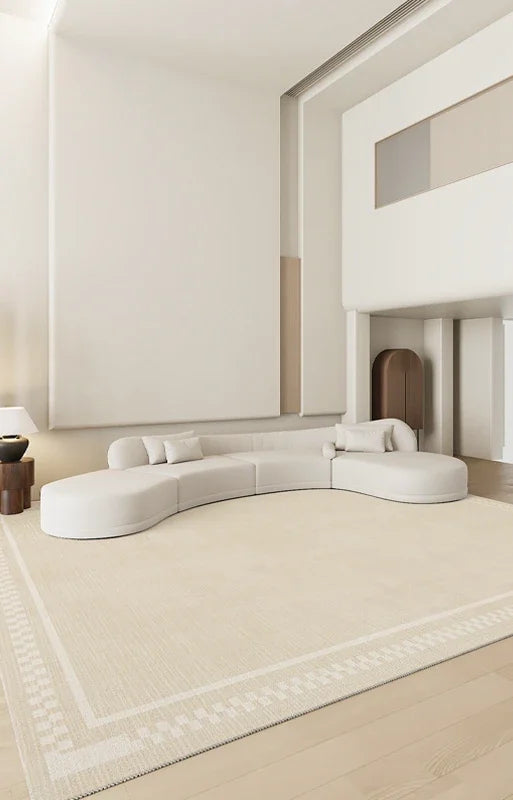 Minimalist Style Creamy Living Room Carpet