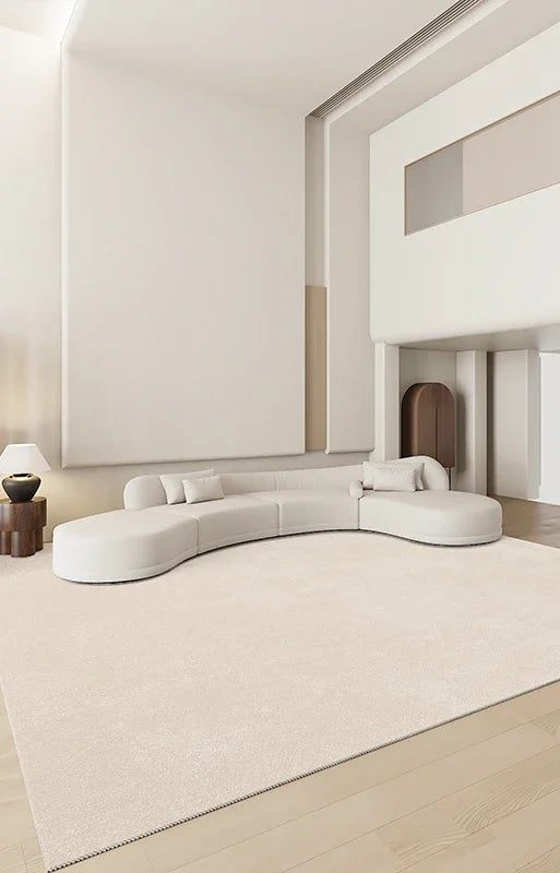 Minimalist Style Creamy Living Room Carpet