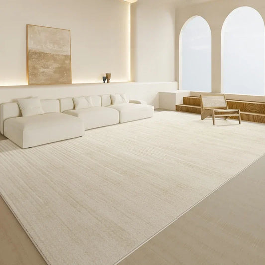 Minimalist Style Creamy Living Room Carpet