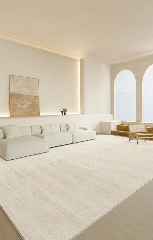 Minimalist Style Creamy Living Room Carpet