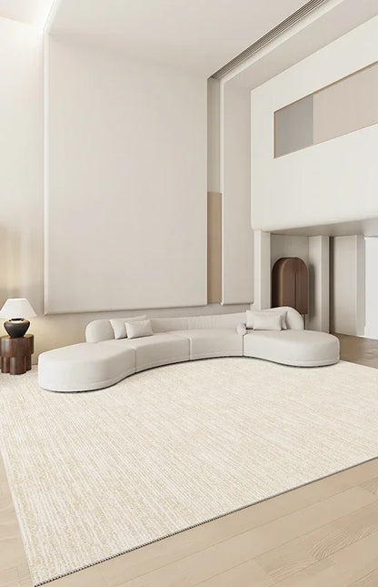 Minimalist Style Creamy Living Room Carpet