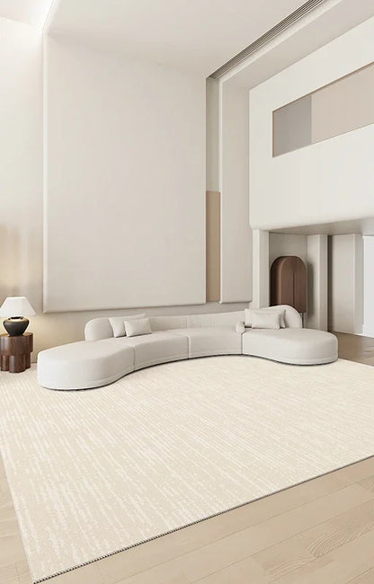 Minimalist Style Creamy Living Room Carpet