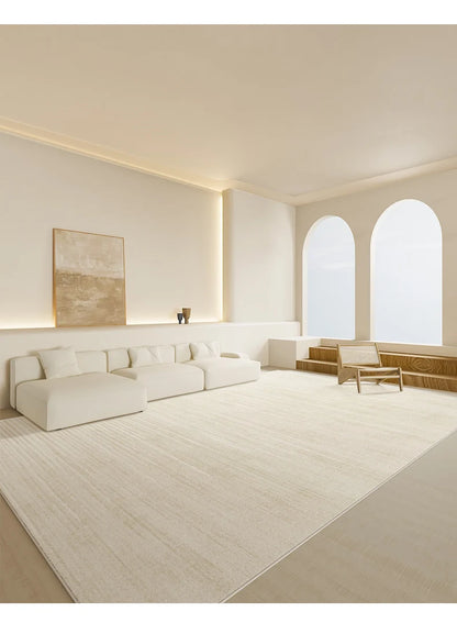 Minimalist Style Creamy Living Room Carpet